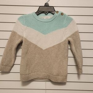 (3 ITEMS FOR $15) Cat & Jack Chevron Sweater Mint, White, and Tan Size 18 Months